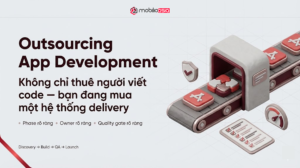 outsourcing app development banner giới thiệu hệ thống delivery discovery build QA launch