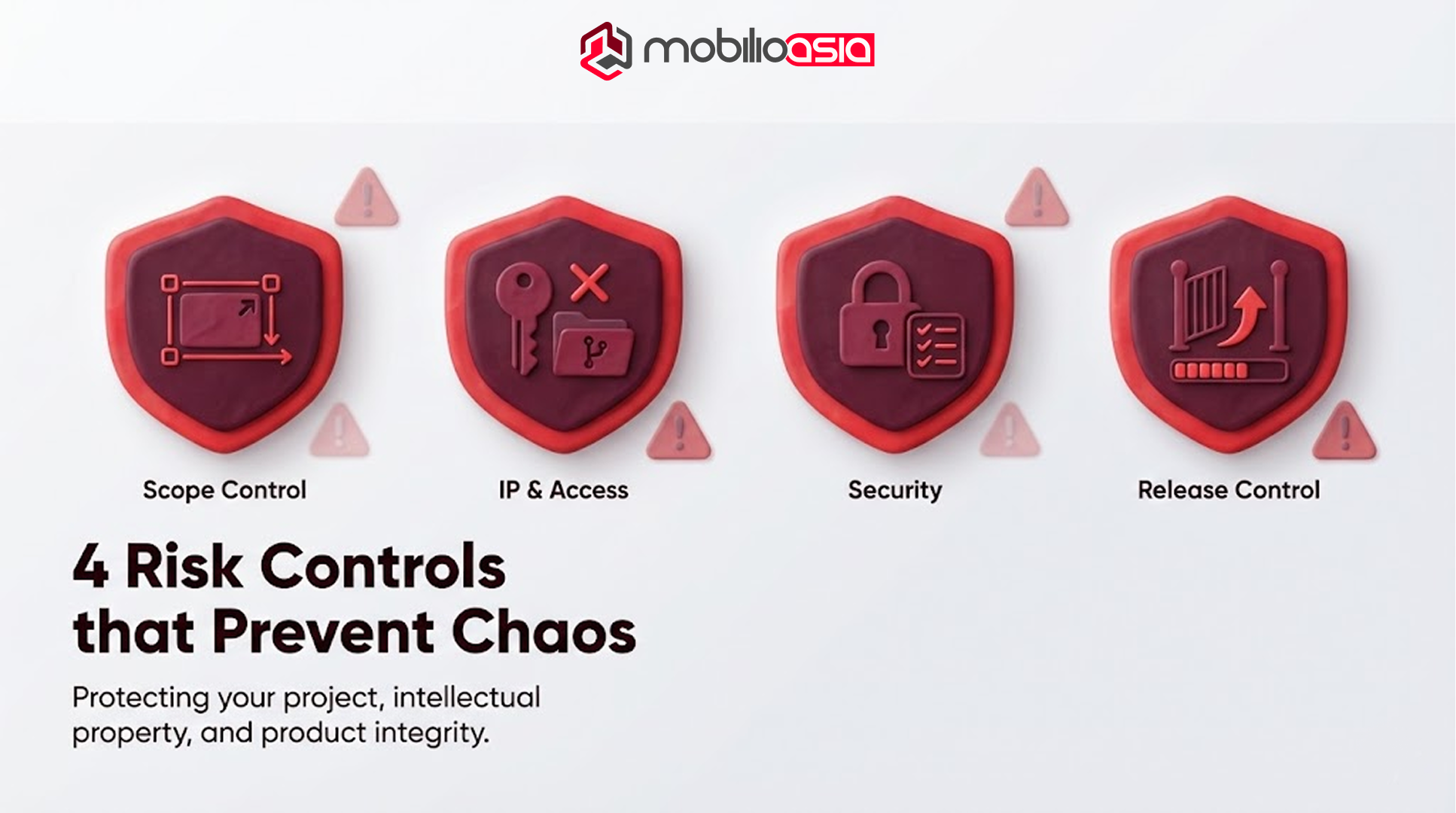 Four risk controls scope control, IP and access, security, and release control—to prevent chaos when choosing website vs web application delivery.