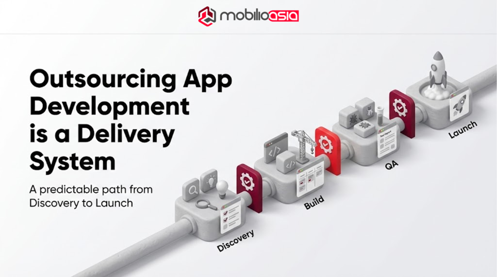 Outsourcing app development is a delivery system—from discovery to launch—helping teams choose website vs web application scope correctly.