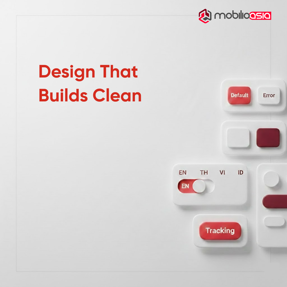 Clean UI/UX design illustration for website development outsourcing with interface controls and language options.